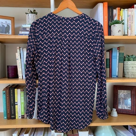 MAEVE Anthropologie Navy Polka Dot Button Down - Picture 4 of 6
